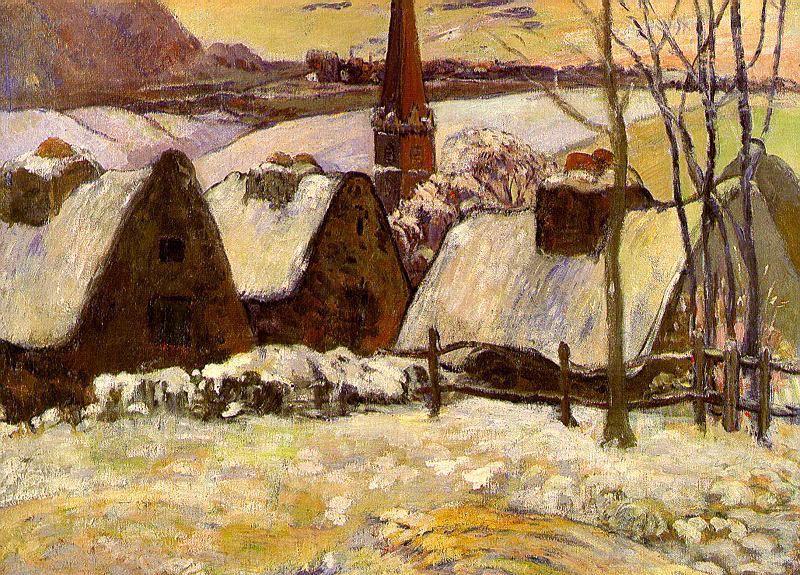 Breton Village in the Snow - Paul Gauguin Painting